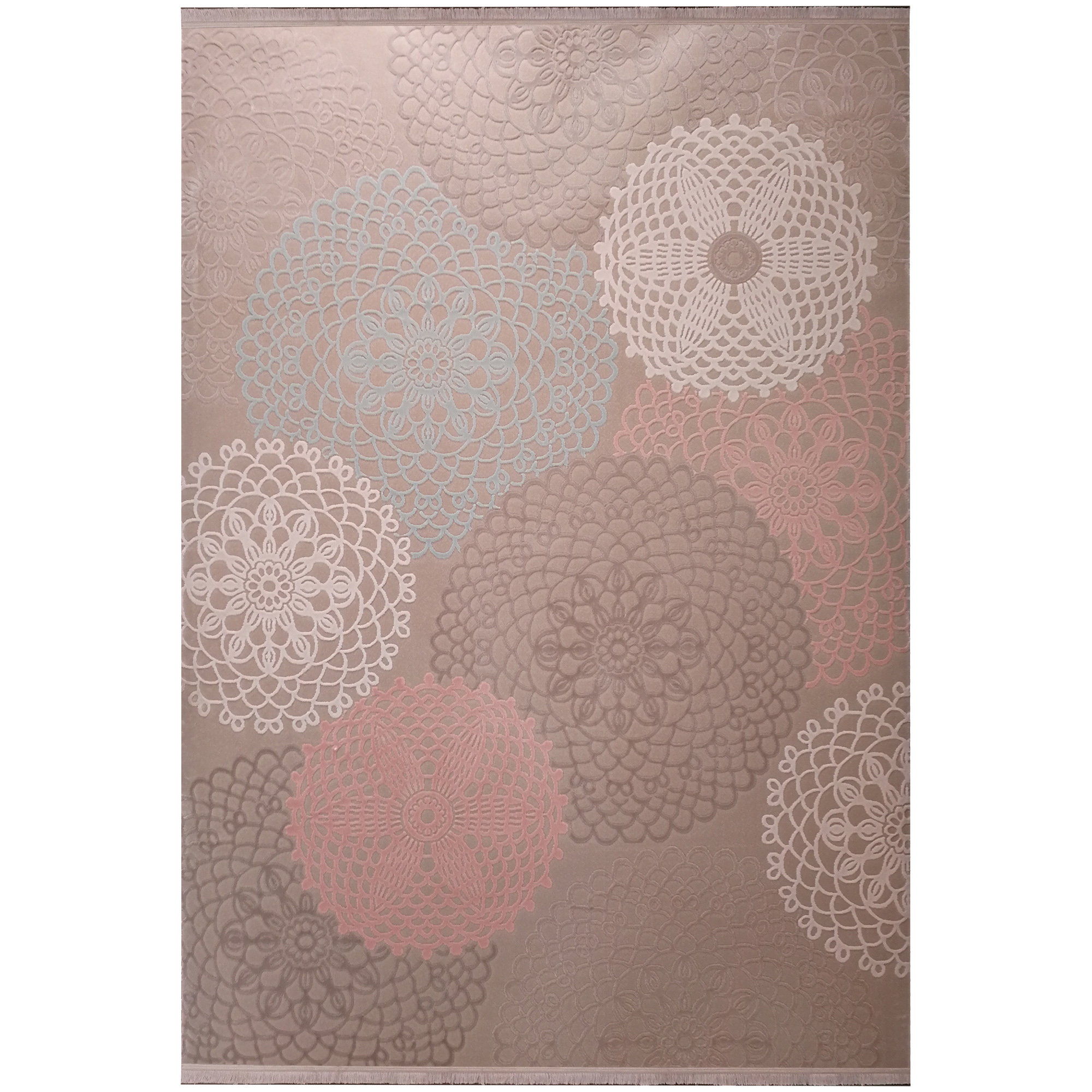 فرش ماشینی زمرد مشهد طرح HA07 زمینه بژ