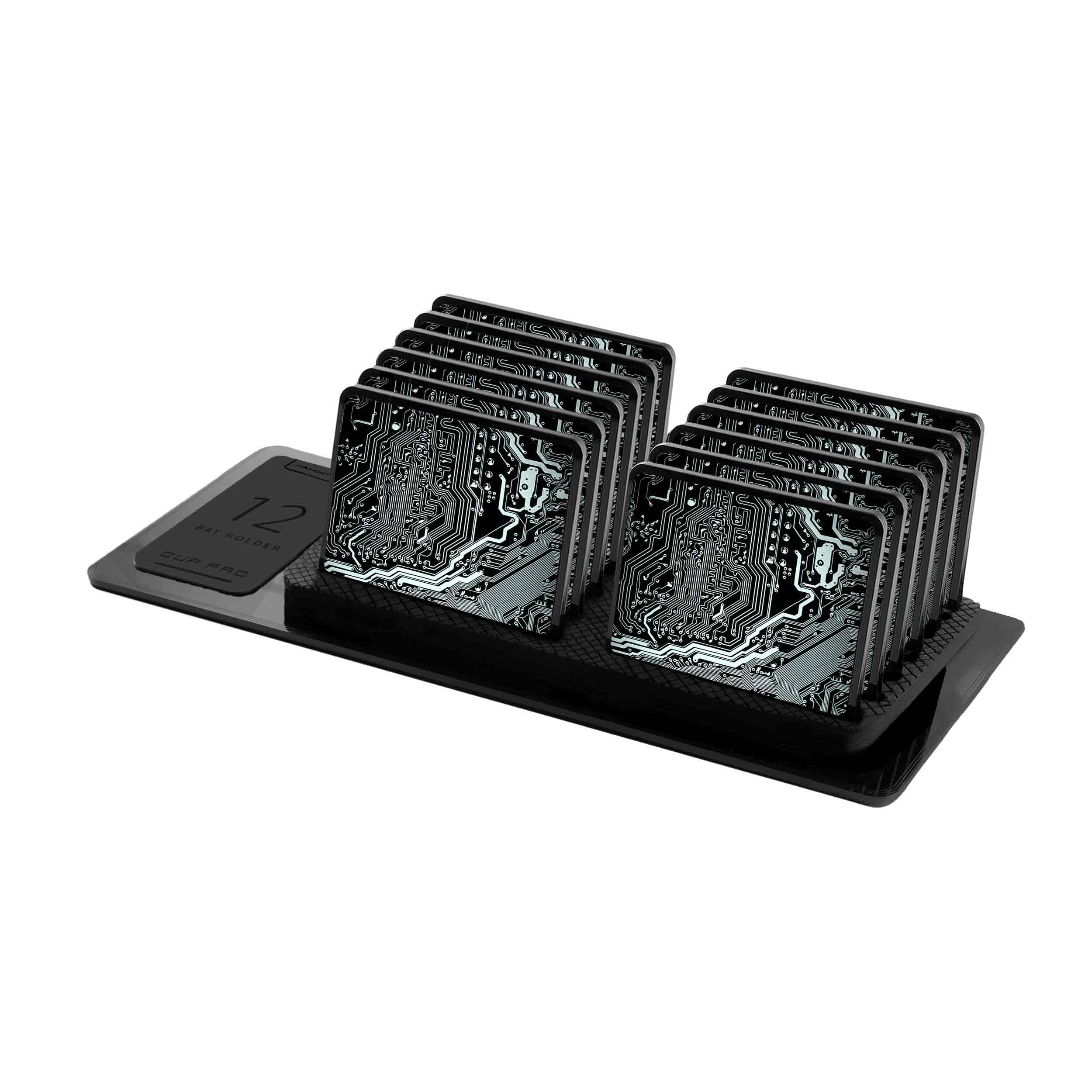 زیر لیوانی ماهوت مدل Black-Printed-Circuit-Board بسته 12 عددی