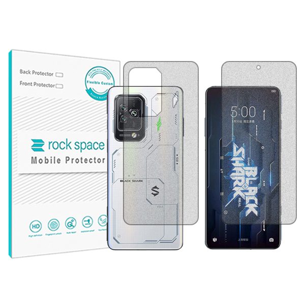 گلس صفحه نمایش و پشت گوشی شیائومی Black shark 5 Pro مدل نانو هیدروژل گیمینگ برند راک اسپیس کدSS
