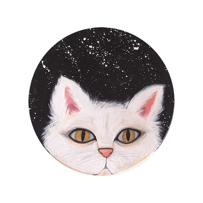 بشقاب دیوارکوب سفالی طرح گربه کد D167 مجموعه 3 عددی