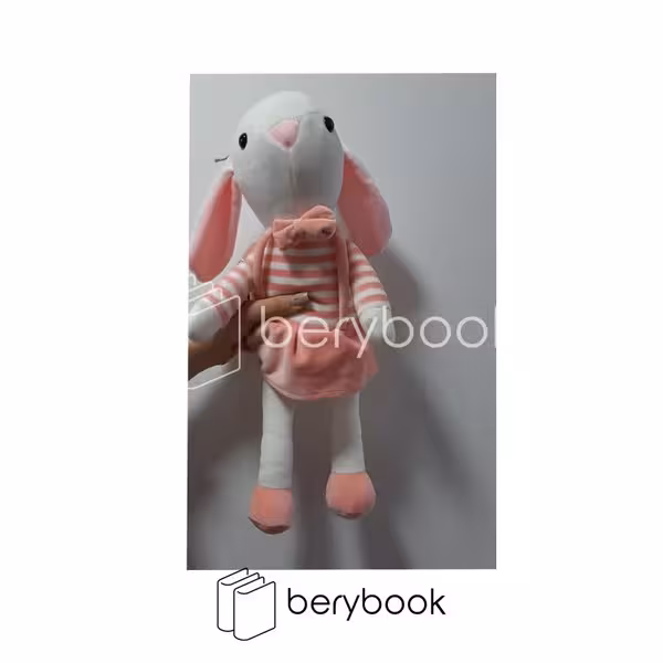 عروسک / خرگوش گوش دراز صورتی / راه راه رکابی
