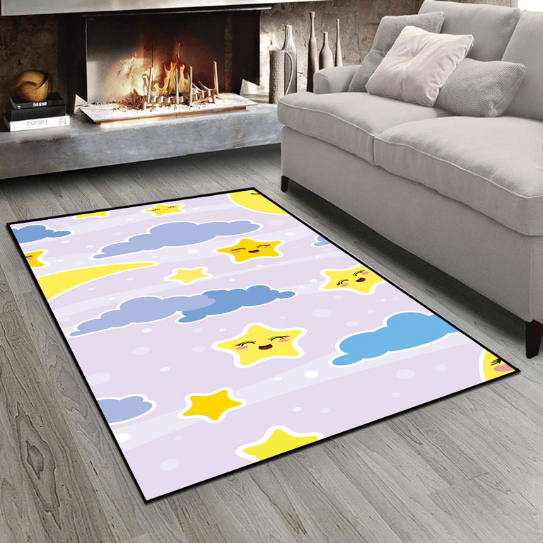 فرش اتاق نوزاد طرح ابر و ستاره ba-5916