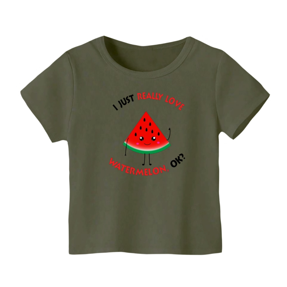 تی شرت آستین کوتاه بچگانه مدل هندوانه یلدایی کد 58 رنگ یشمی