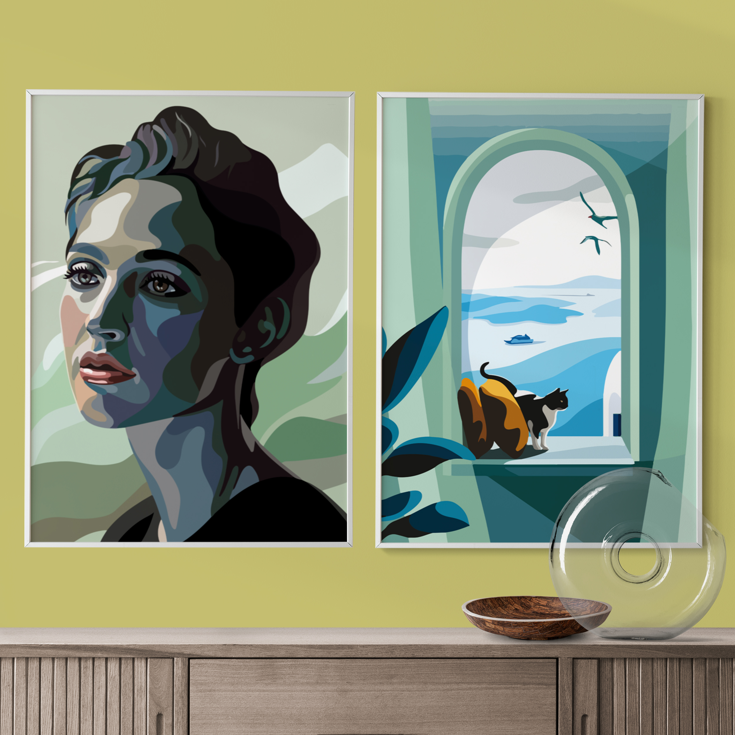 تابلو مدل مینیمال دخترانه مجموعه دو عددی