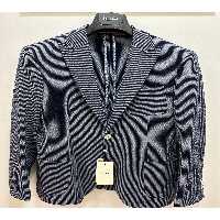 کت آبی مردانه کیسه یقه کرو با یک شکاف پارچه ای ویفر راه ژاکت Blazer Double Button Kip