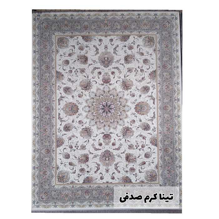    فرش ماشینی 1200 شانه گلبرجسته 3600 تراکم تینا کرم صدفی 6 متری