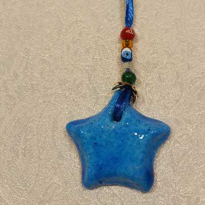 آویز سفالی طرح چشم نظر مدل ستاره کد 25