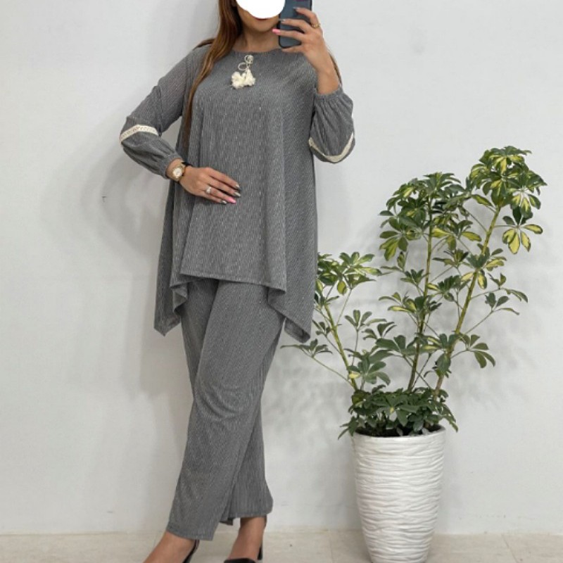 ست مانتو شلوار گوشواره ای کد چی