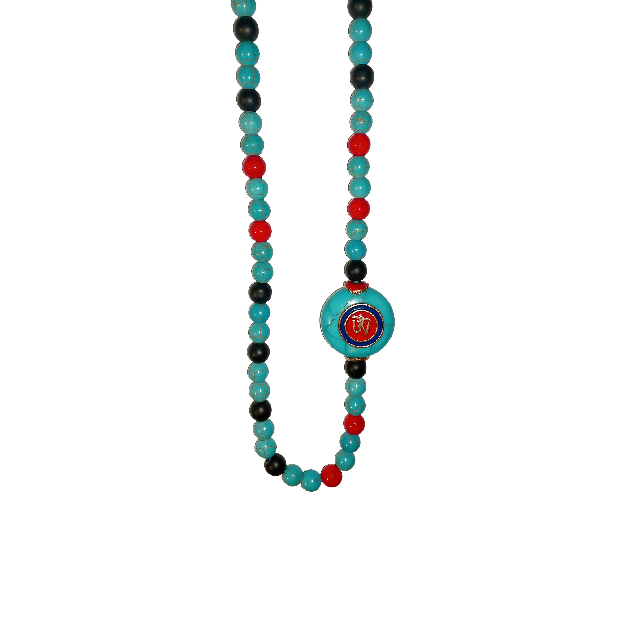 گردنبند مدل تبتی دست ساز فیروزه ای