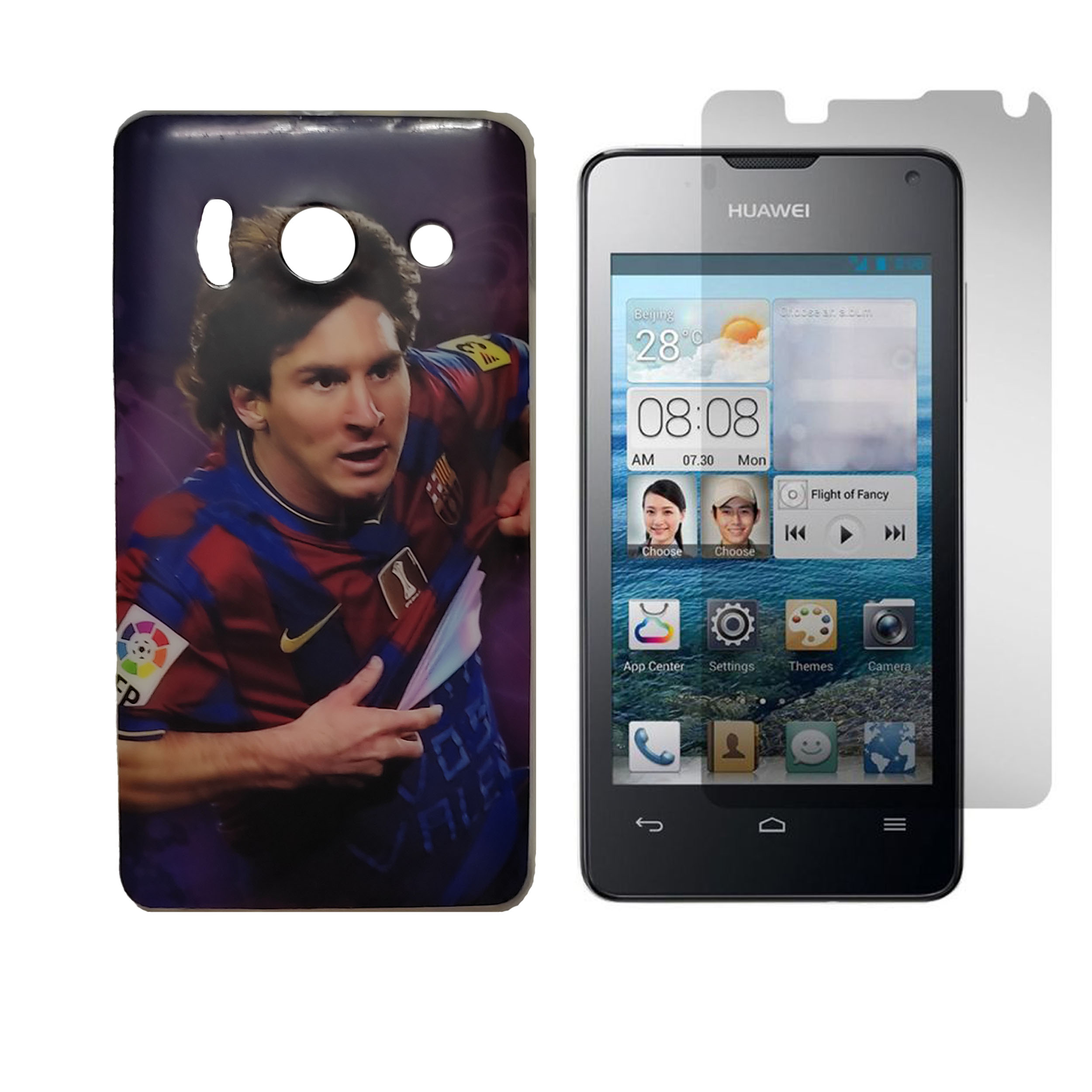 کاور طرح لیونل مسی کد 01 مناسب برای گوشی موبایل هوآوی Ascend Y300 به همراه محافظ صفحه نمایش