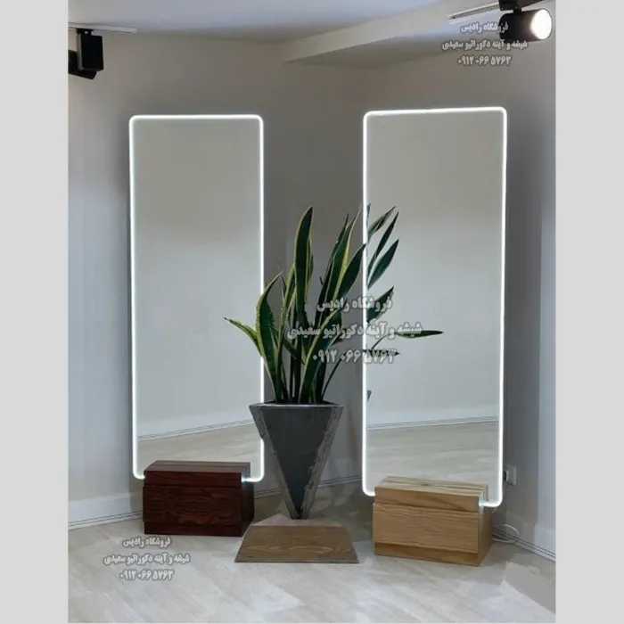 آینه قدی مستطیل نئونی کنسول دار