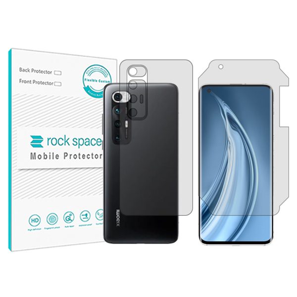 گلس محافظ صفحه نمایش و پشت گوشی شیائومی Mi 10S مدل نانو هیدروژل شفاف برند راک اسپیس کد MS