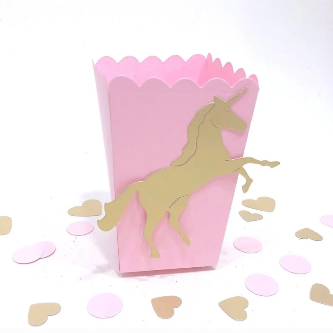 پک 6 عددی جعبه پاپکورن صورتی دستساز طرح یونیکورن