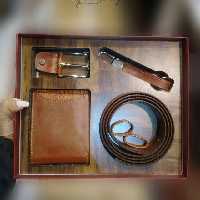 ست سه تیکه چرم طبیعی