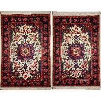 فرش دستبافت دو متری طرح گل سرخ بیجار کد 254 یک جفت