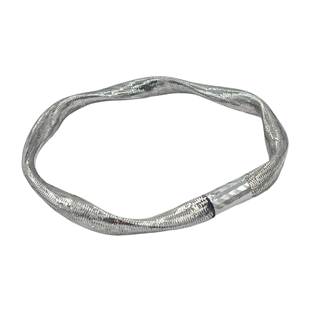 دستبند طلای 18 عیار مدل پیچ کشی سفید