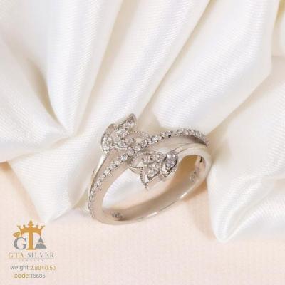 انگشتر نقره طرح برگ ظریف و دخترانه کد 15685
