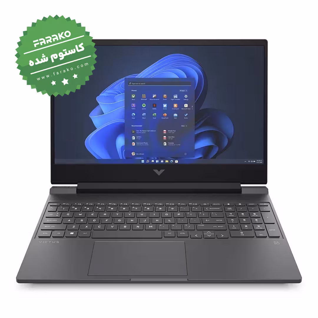 لپ تاپ گیمینگ 15.6 اینچی اچ پی مدل Victus Gaming 15 با پردازنده Ryzen 5 8645HS، رم 16 گیگابایت، حافظه 512 گیگابایت SSD و گرافیک RTX 4050 6GB