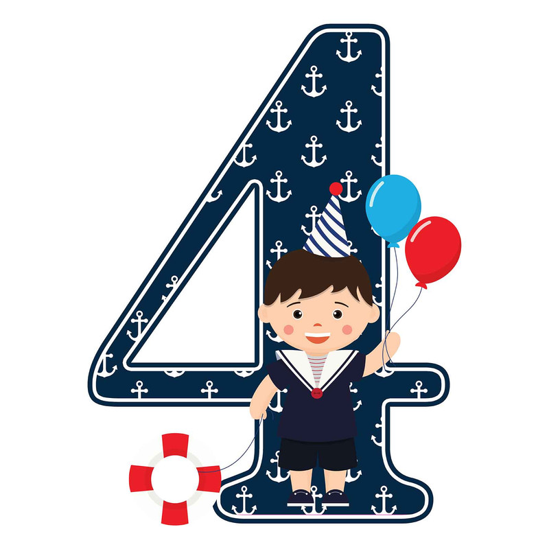 استند رومیزی مدل تولد عدد 4 طرح ملوان کد 964