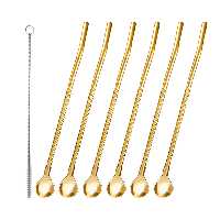 قاشق شربت خوری مدل Straw spoon بسته 6 عددی به همراه فرچه