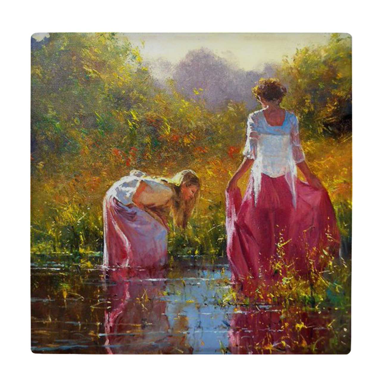  کاشی طرح نقاشی دو بانو و برکه کد wk1767