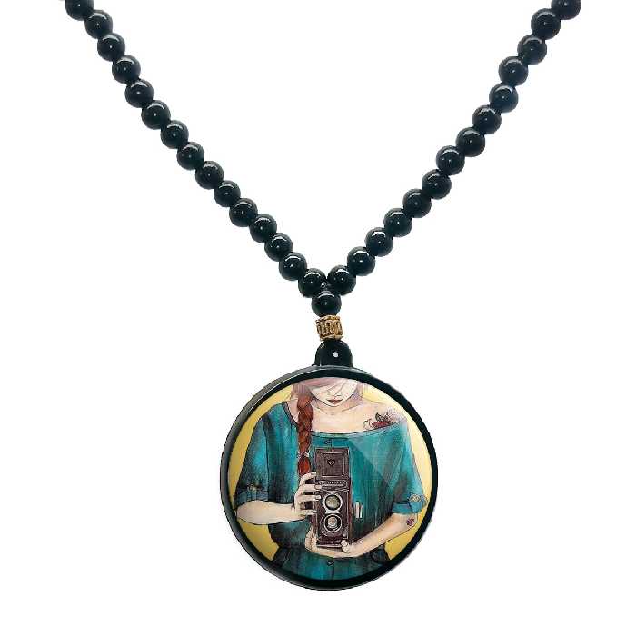 گردنبند پرمانه طرح عکاس کد pmd.5212مدل دو طرفه