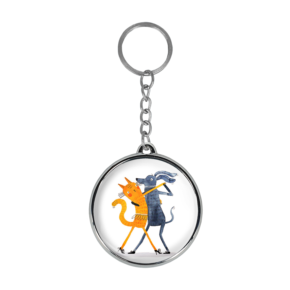 جاکلیدی خندالو طرح سگ و گربه مدل دوطرفه کد 52365133