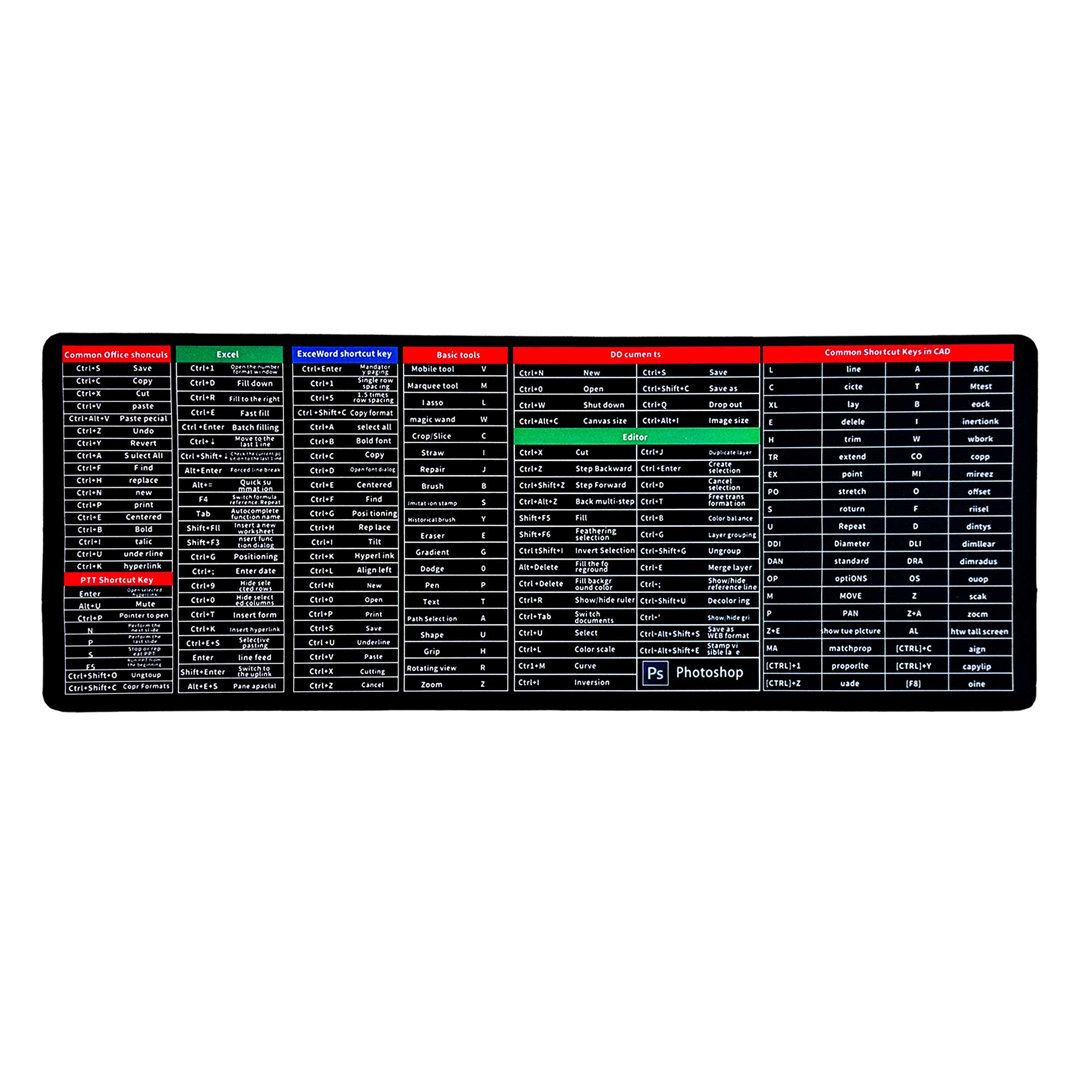 ماوس پد طرح SHORTCUT مدل NU158 ابعاد 30*80 سانتی متر