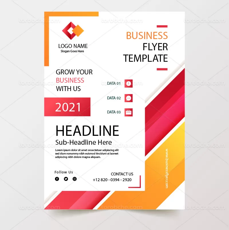 وکتور تراکت A4 کسب و کار رنگی | گرافیک با طعم تربچه