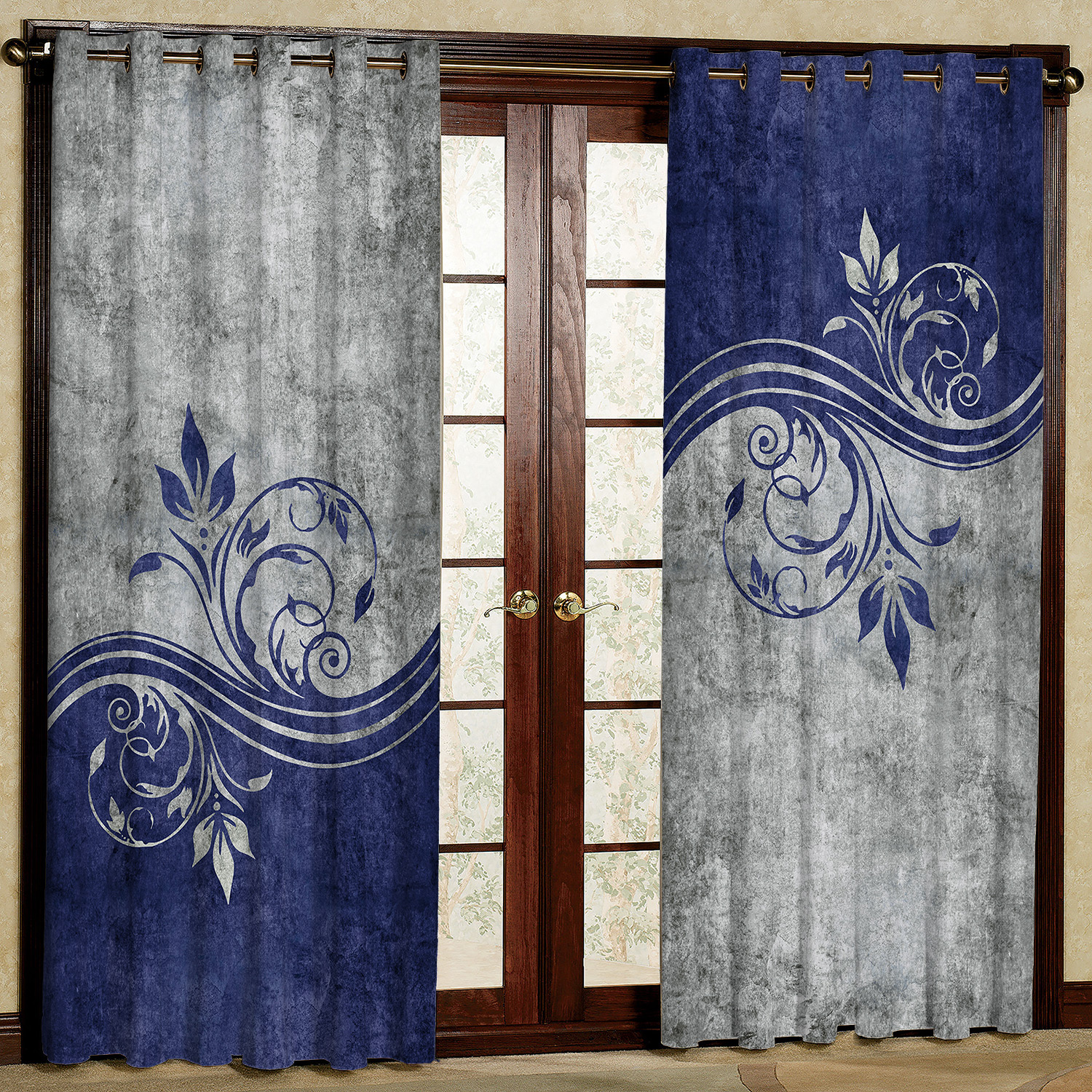     پرده مدل طرح دار مخمل پانچی کد 1086L سایز 140x280 سانتی متر