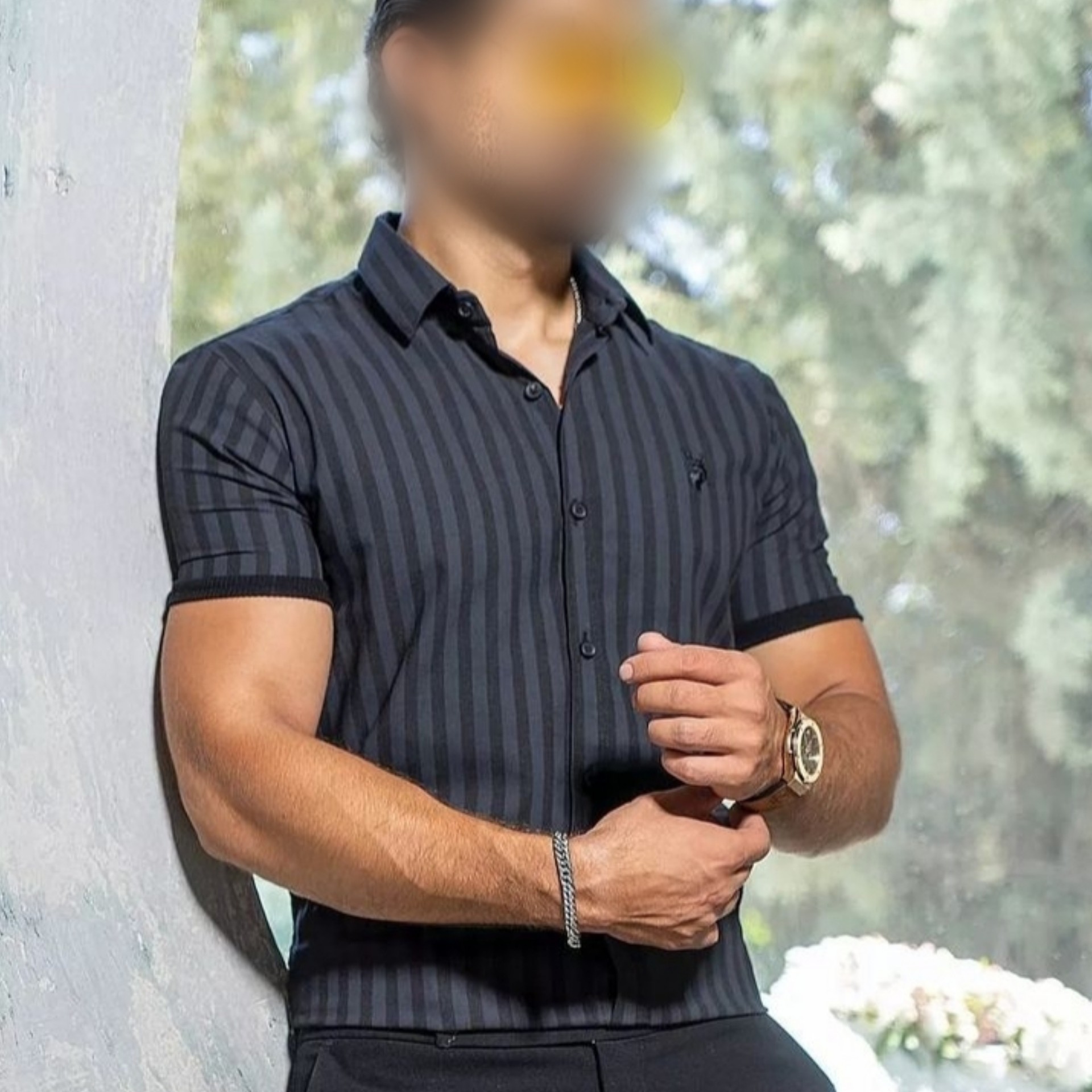 پیراهن راه راه آستین کش