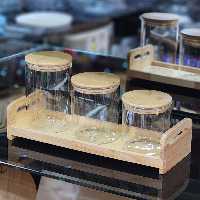 پاسماوری سه تیکه پیرکس گرد همراه با استند دسته دار