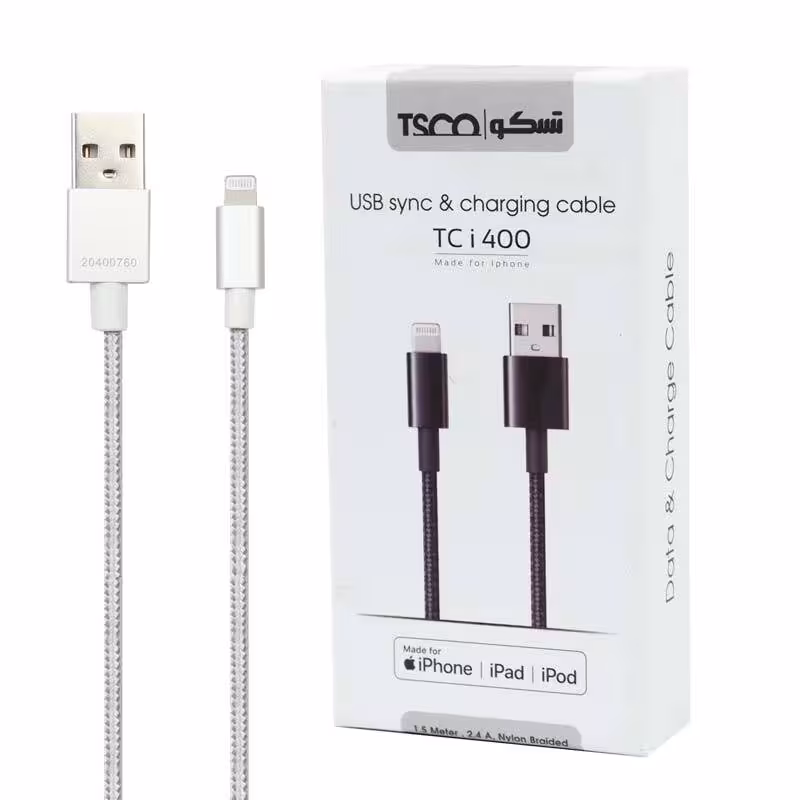 کابل آیفونی فست شارژ TSCO TC i400 2.4A 1.5m