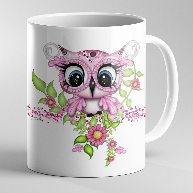 ماگ طرح جغد و گل کد 189