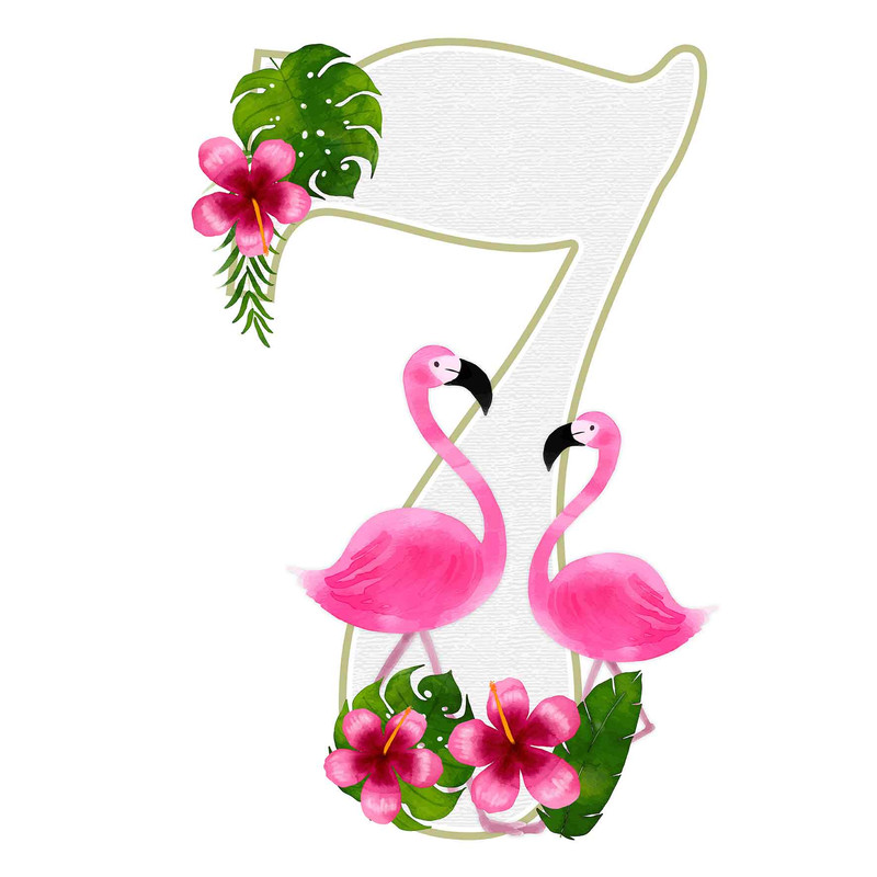 استند رومیزی تولد مدل عدد 7 طرح فلامینگو کد 887