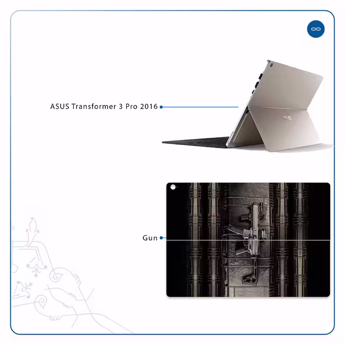 برچسب پوششی ماهوت مدل Gun مناسب برای تبلت ایسوس Transformer 3 Pro 2016