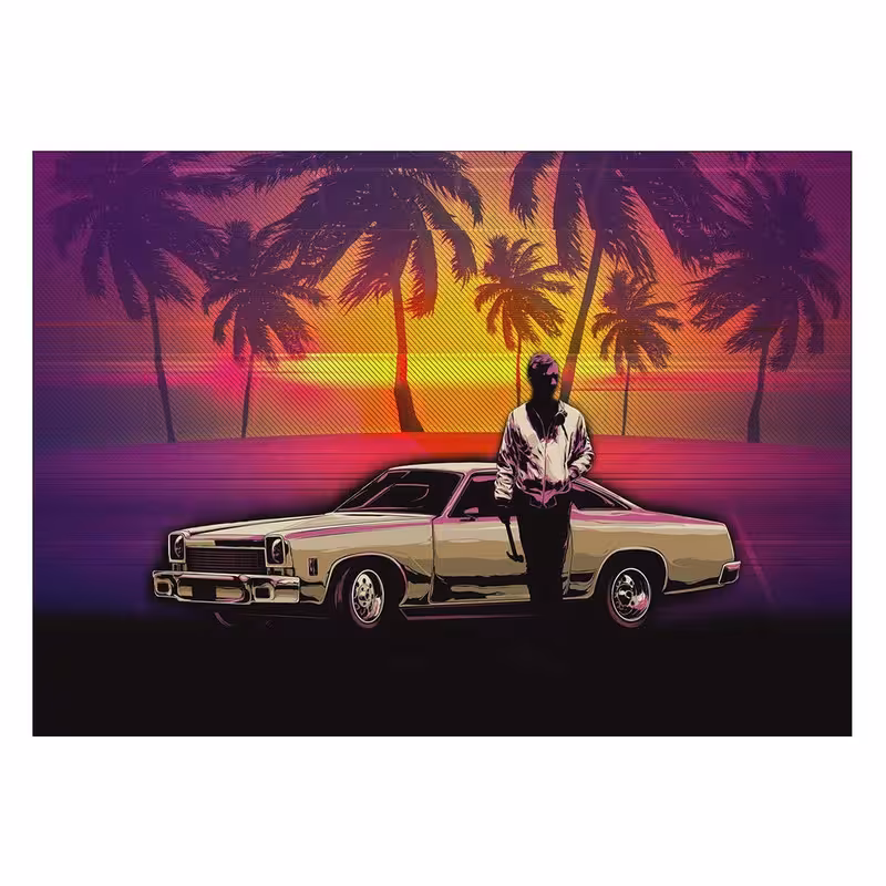 تابلوی ونسونی طرح Hotline Miami سایز 30x40 | دنیای قاب