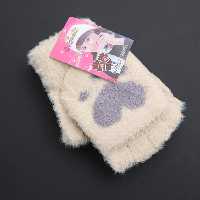 دستکش نیمه انگشت کلاهدار موهر اردکی رنگ کرم 50079