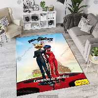 فرش چاپی سه بعدی دختر کفشدوزکی و گربه سیاه BA-3622