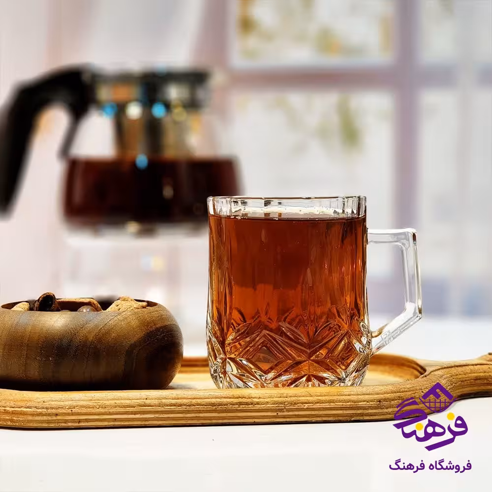 نیم لیوان مارینا دسته دار زنگان لب طلا 8دک