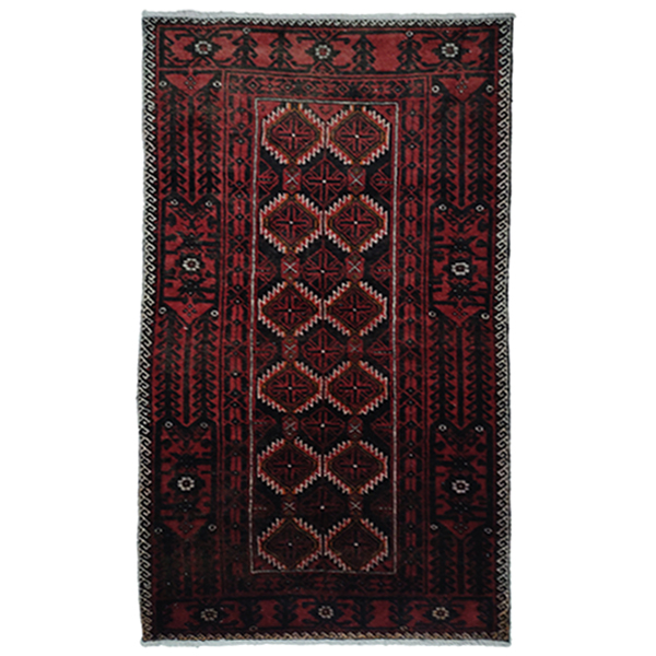 فرش قدیمی دستبافت دو متری مدل بلوچی