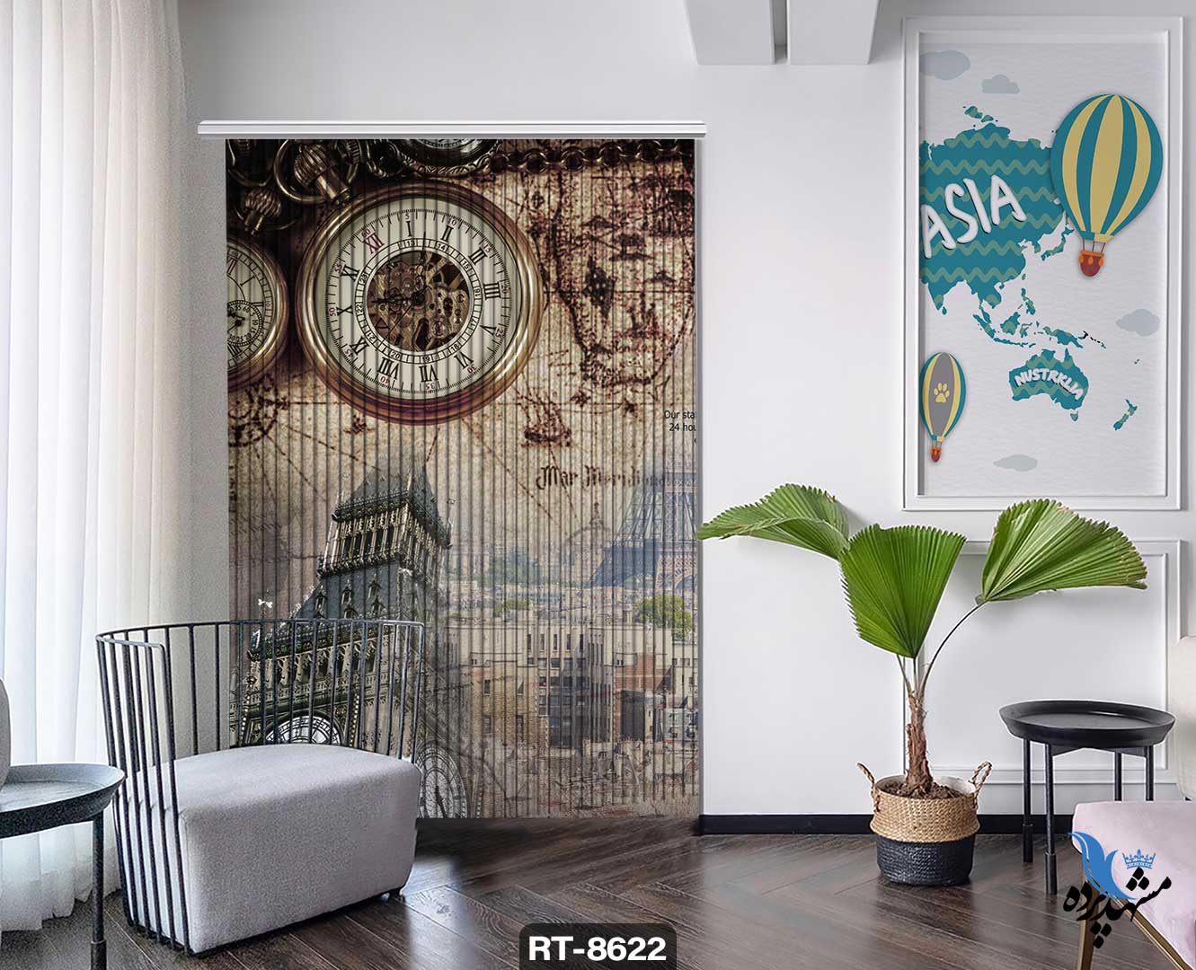 پرده شرشره تصویری طرح برج بیگ بن RT8622