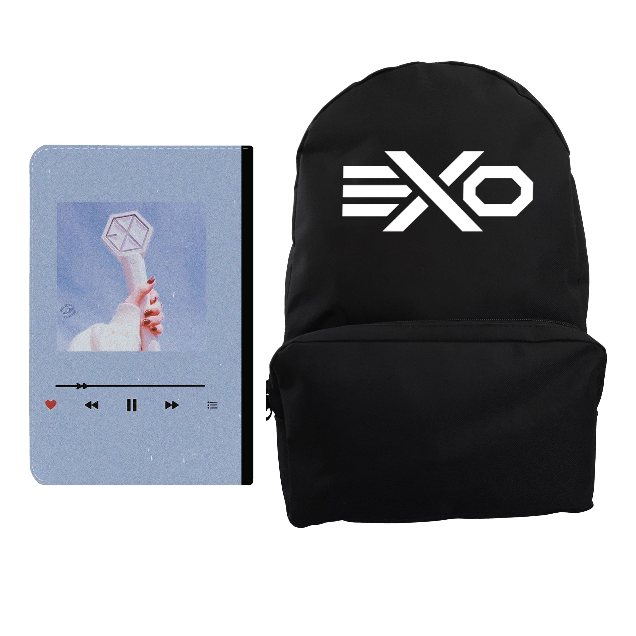 کوله پشتی مدل گروه موسیقی EXO کد KP-321 به همراه کلاسور