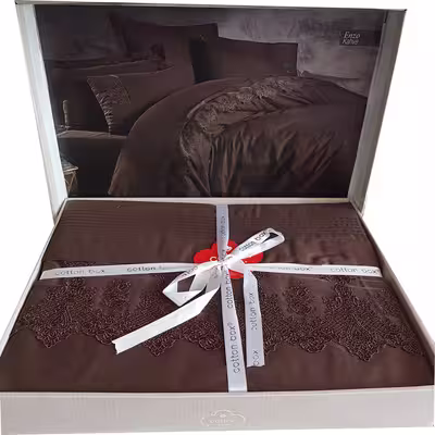 سرویس ملحفه کاتن باکس مدل BRODE دو نفره 6 تکه