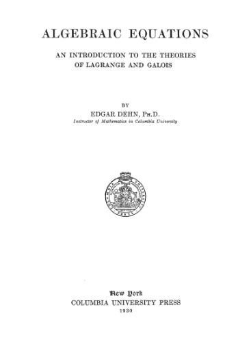 خرید و دانلود نسخه کامل کتاب Algebraic Equations