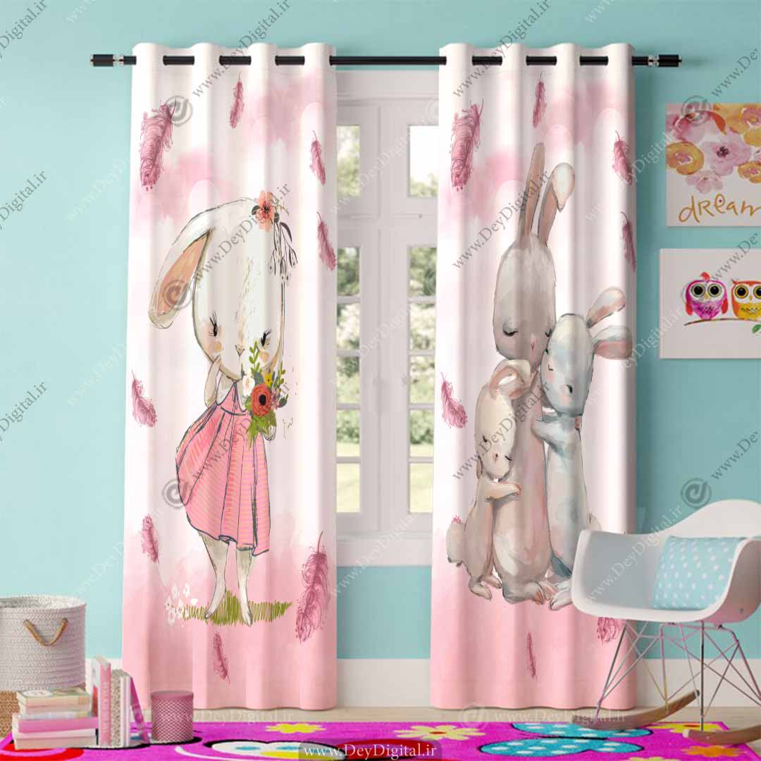پرده اتاق کودک طرح خرگوش PK-2837