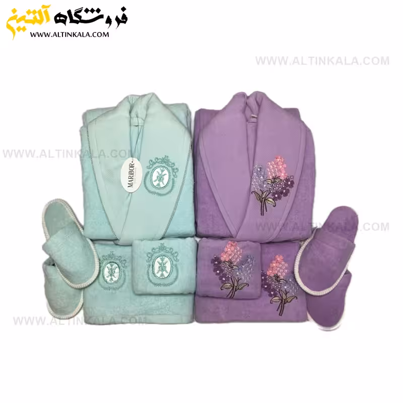 سرویس حوله عروس و داماد 10تکه گلدوزی سه بعدی برند MARIBOR