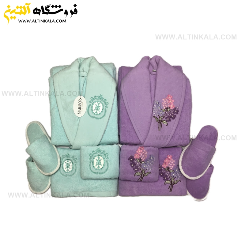 سرویس حوله عروس و داماد 10تکه گلدوزی سه بعدی برند MARIBOR