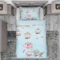 روتختی کودک طرح فیل دوچرخه سوار با زمینه آبی pk-2734a