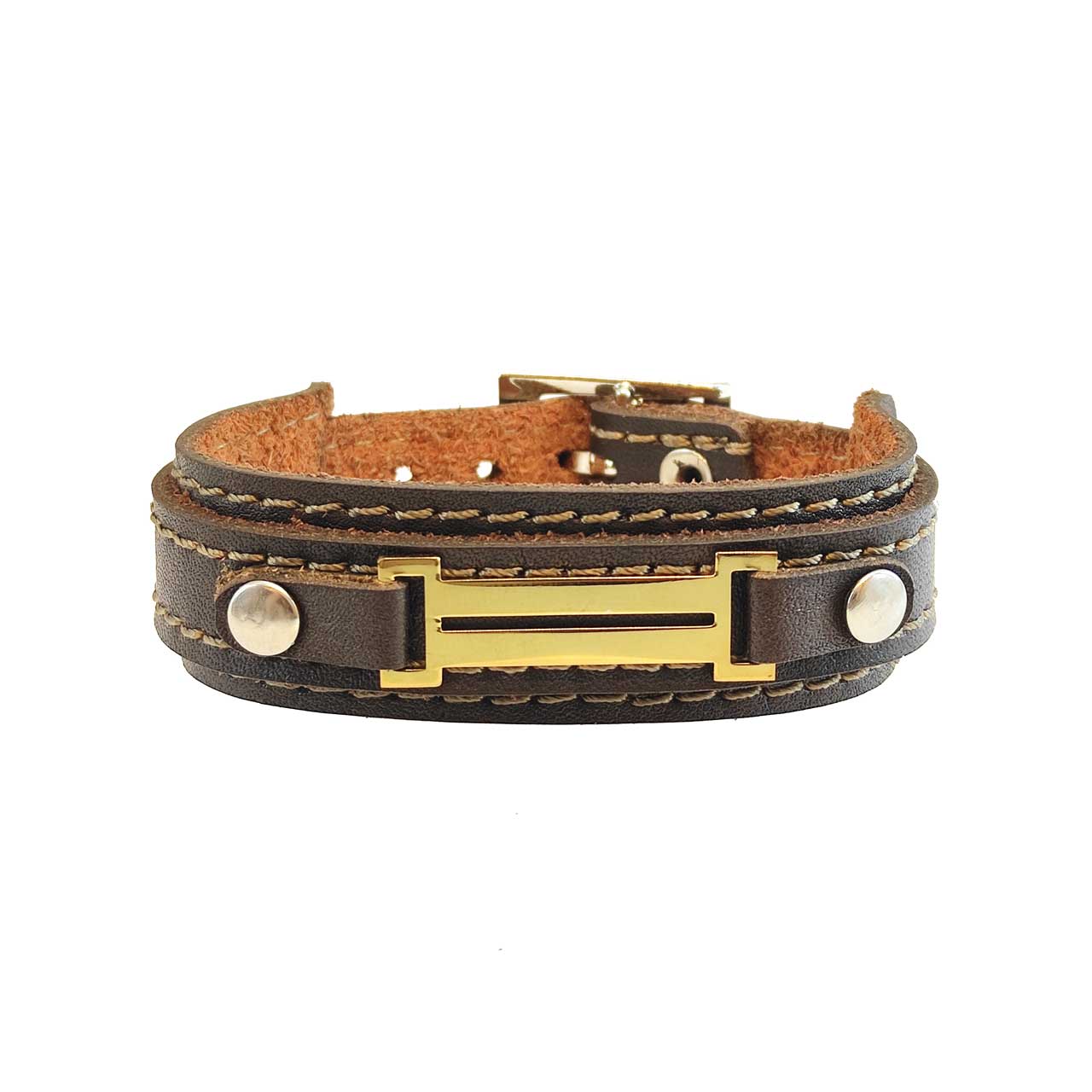 دستبند کارگاه چرم مدل دوخط